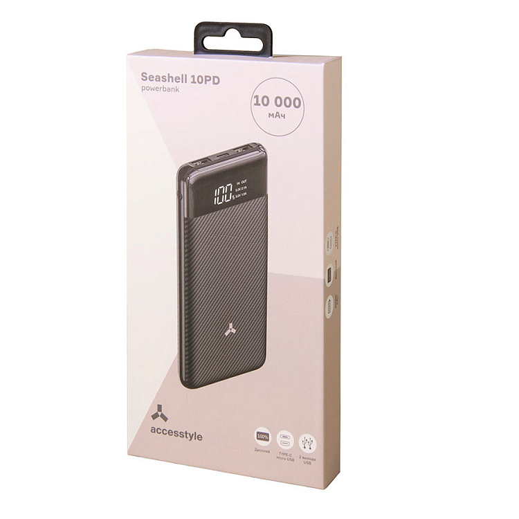 Внешний аккумулятор Accesstyle Seashell (10000 mAh), черный