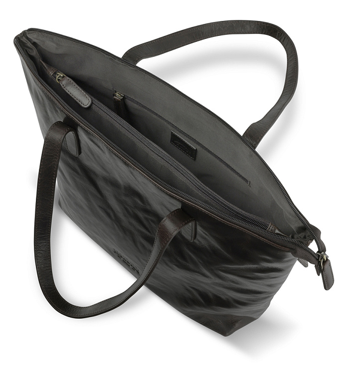 Сумка-шоппер KLONDIKE MOUNTAIN «Linda», натуральная кожа в темно-коричневом цвете, 42 x 35 x 11 см