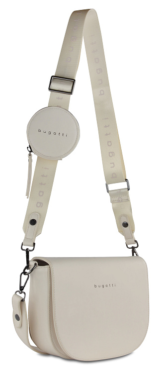 Сумка наплечная женская BUGATTI Almata, с кошельком, бежевая, полиуретан, 27х6х18,5 см