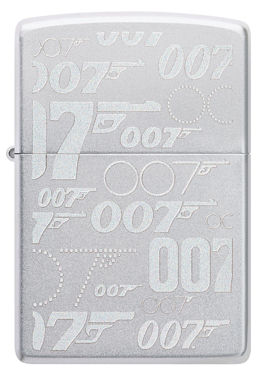 Зажигалка ZIPPO James Bond™ с покрытием Satin Chrome, латунь/сталь, серебристая, 38x13x57 мм