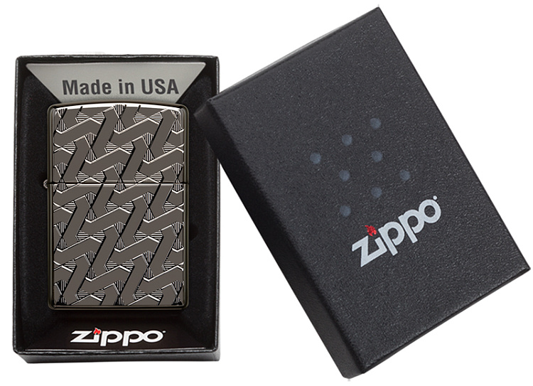 Зажигалка ZIPPO Armor™ с покрытием High Polish Black Ice®, латунь/сталь, чёрная, 38x13x57 мм