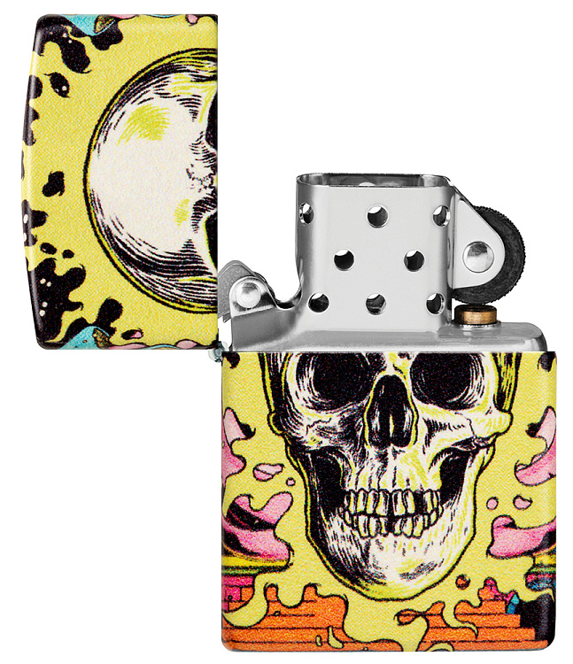 Зажигалка ZIPPO Skull Design с покрытием Glow In The Dark Green,латунь/сталь,разноцветная38x13x57 мм