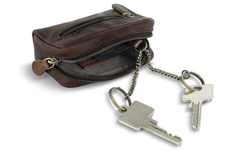 Ключница KLONDIKE RUSH «Harvey», натуральная кожа в темно-коричневом цвете, 11 х 5,5 х 3,5 см