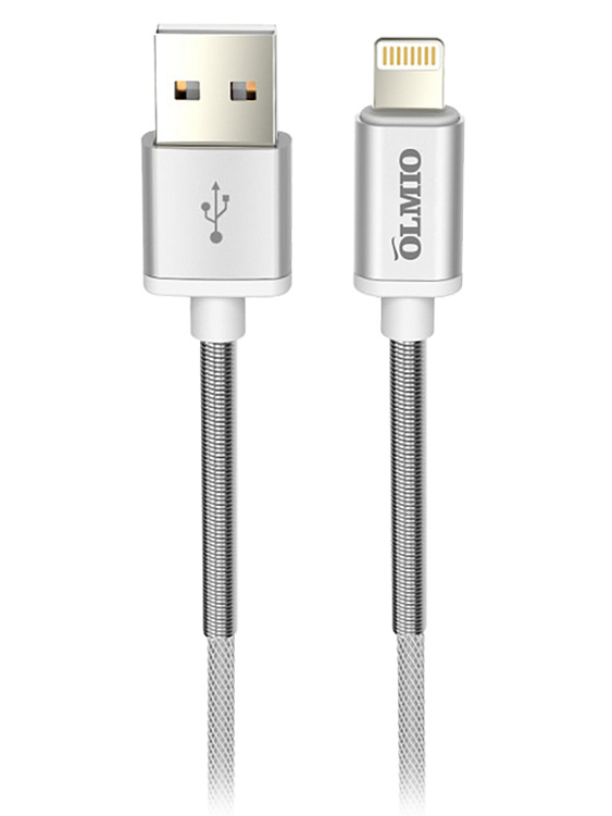 Кабель HD, USB 2.0 - lightning, 1.2м, 2.1A, белый, OLMIO