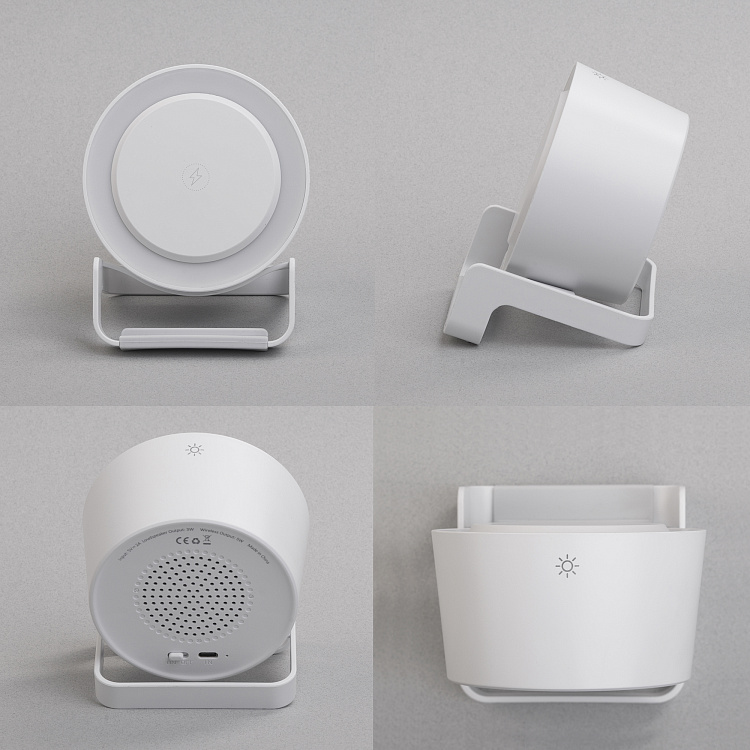 Bluetooth колонка-подставка "Smart Sound" с беспроводным (10W) зарядным устройством и подсветкой