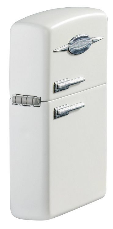 Зажигалка ZIPPO Retro Fridge Design с покрытием White Matte, латунь/сталь, серебристая, 38x13x57 мм