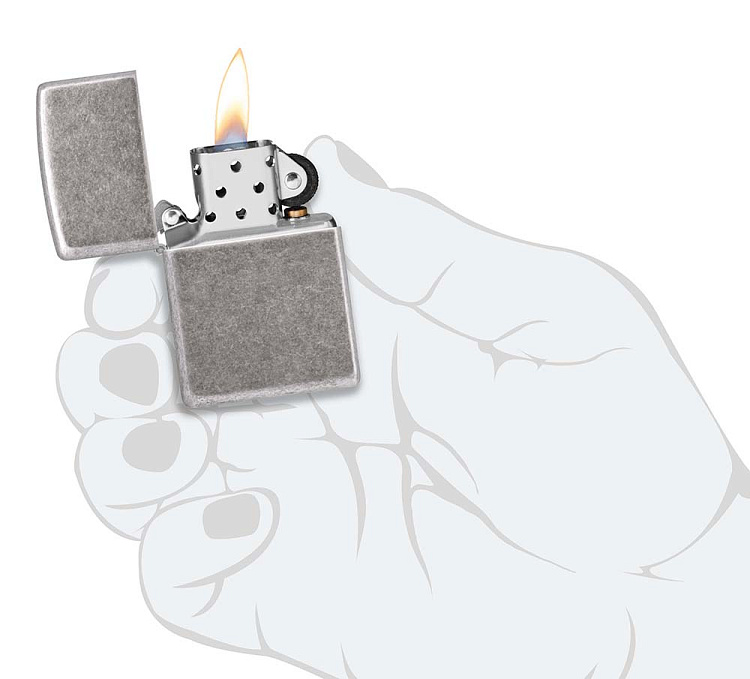 Зажигалка ZIPPO Armor® с покрытием Antique Silver, латунь/сталь, серебристая, 38x13x57 мм