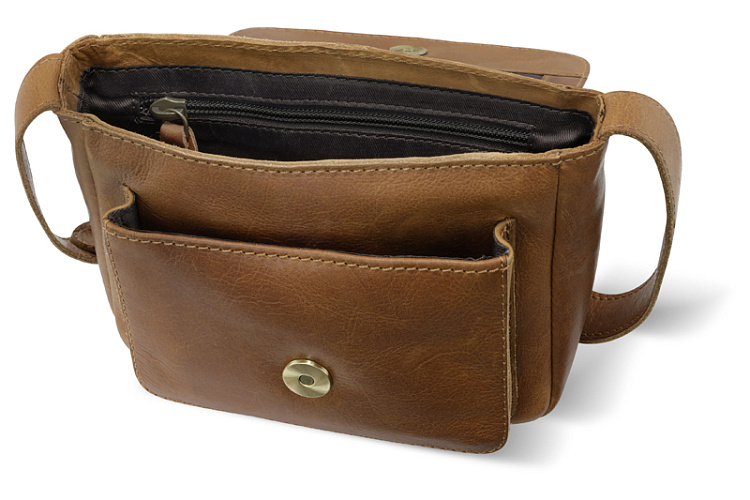 Сумка через плечо KLONDIKE RUSH «Monika», натуральная кожа в коньячном цвете, 20 х 15,5 х 8 см