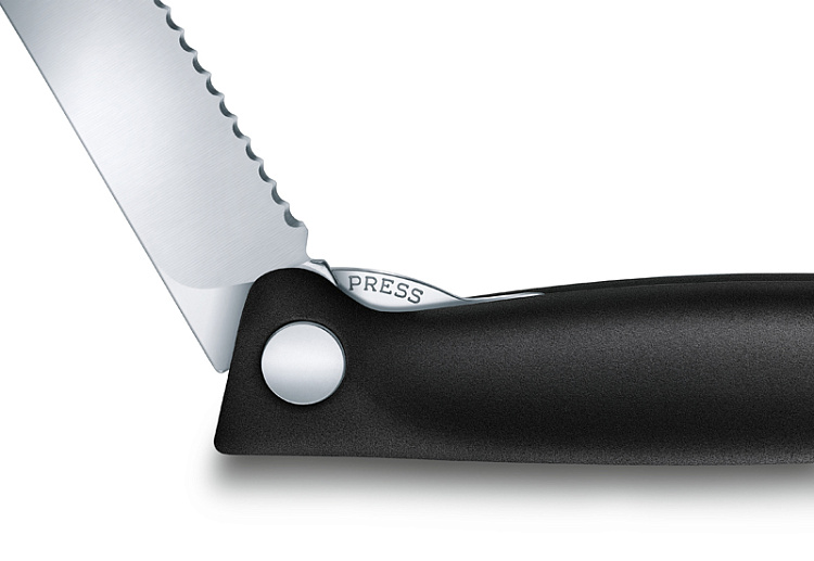 Нож для овощей VICTORINOX SwissClassic, складной, лезвие 11 см с волнистой кромкой, чёрный