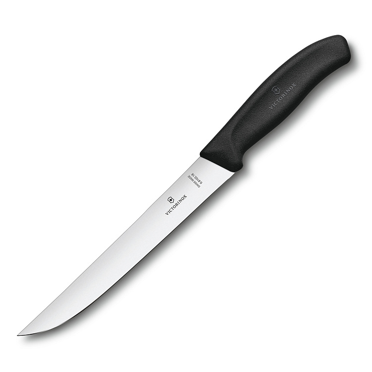 Нож разделочный VICTORINOX SwissClassic с узким прямым лезвием 18 см, чёрный
