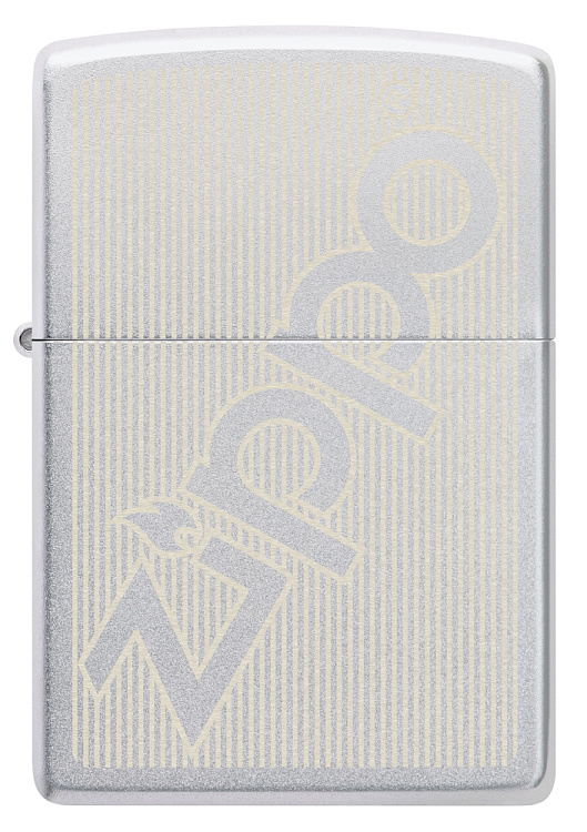 Зажигалка ZIPPO Logo с покрытием Satin Chrome, латунь/сталь, серебристая, матовая, 38x13x57 мм