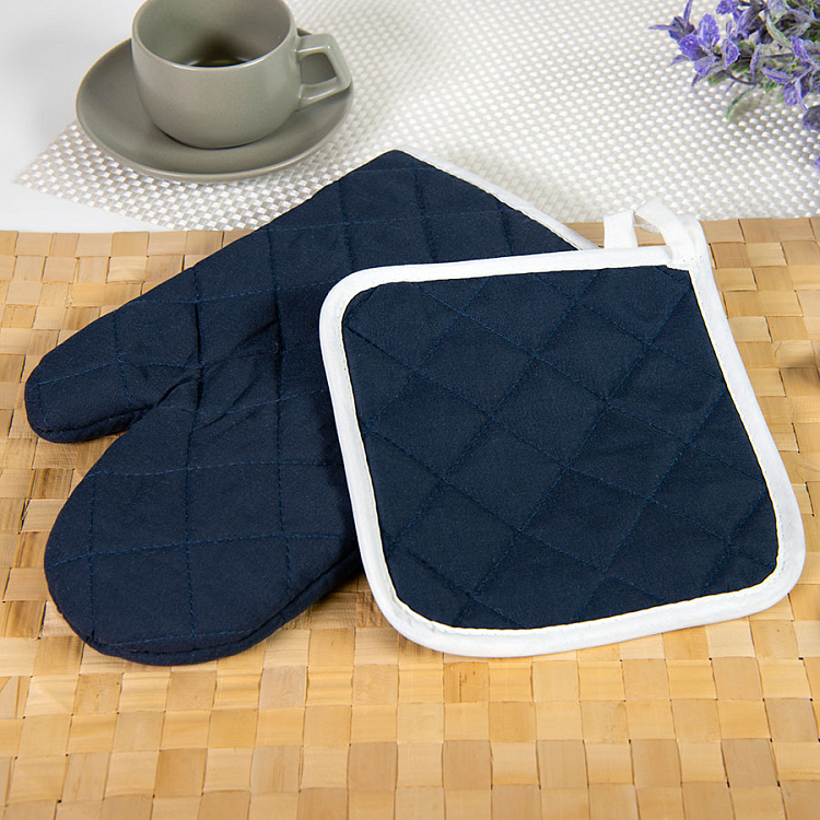 Комплект: прихватка и рукавица LESTON, желтый, полиэстер, хлопок