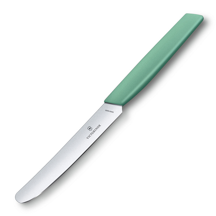 Нож столовый VICTORINOX Swiss Modern, лезвие 11 см с прямой кромкой, мятно-зелёный