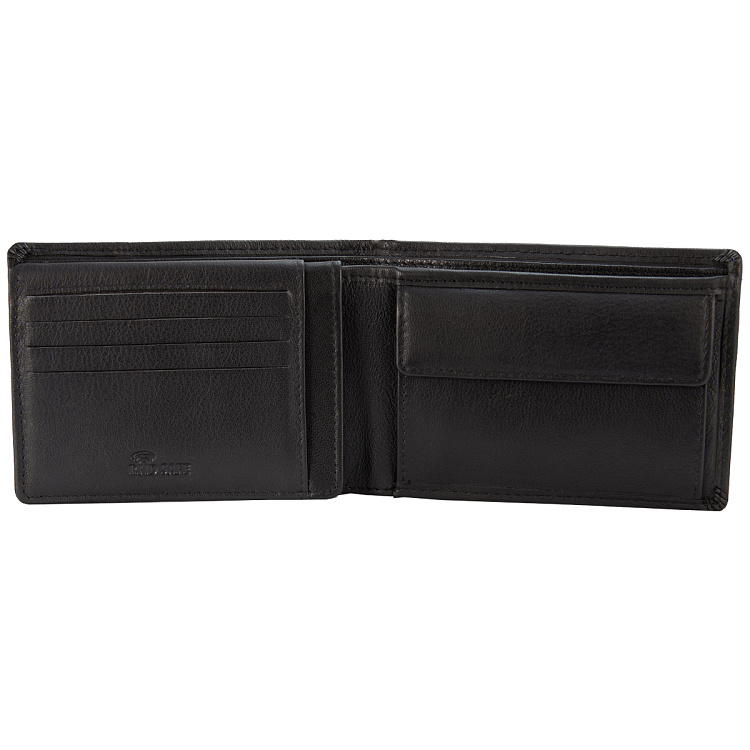 Бумажник Mano "Don Leonardo", с RFID защитой, натуральная кожа в черном цвете, 12,5 х 2,5 х 9 см