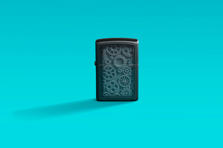 Зажигалка ZIPPO Steampunk с покрытием Black Matte, латунь/сталь, черная, матовая, 38x13x57 мм