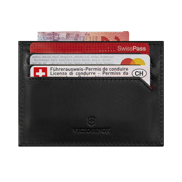 Визитница VICTORINOX Altius Alox с защитой от сканирования RFID, чёрная, натуральная кожа, 8x1x10 см