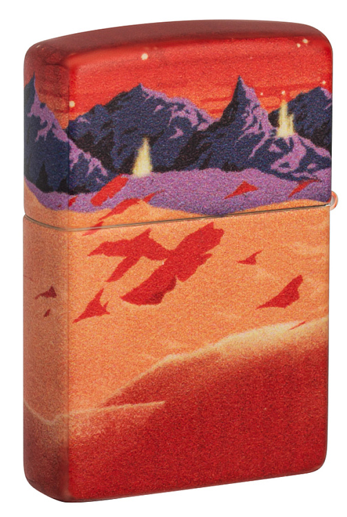 Зажигалка ZIPPO Mars Design с покрытием 540 Matte, латунь/сталь, красная, матовая, 38x13x57 мм