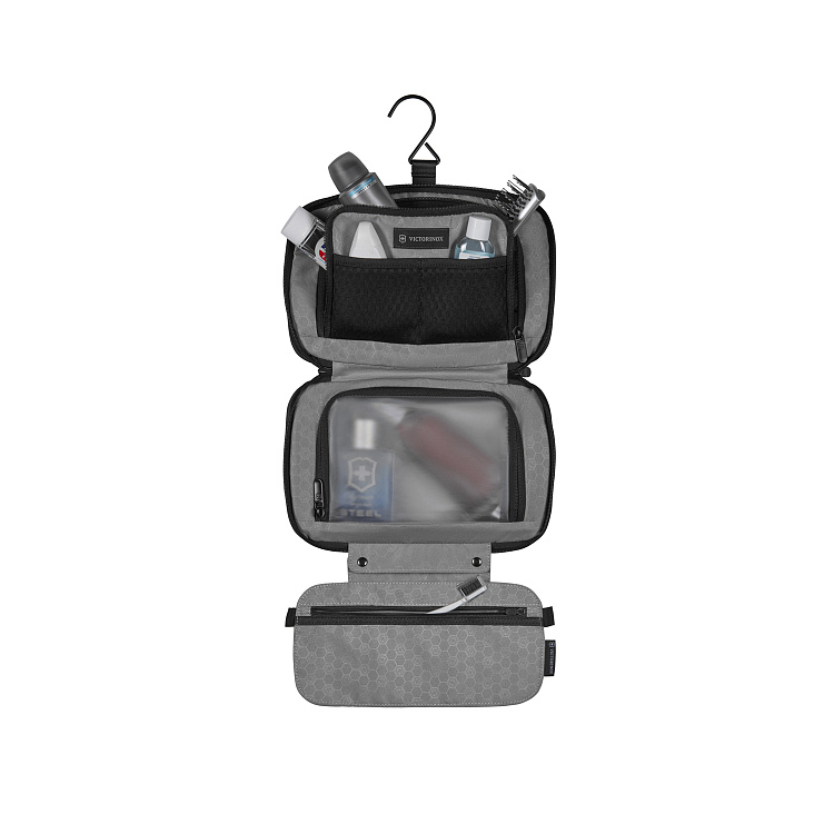 Несессер VICTORINOX TA 5.0 Zip-Around Travel Kit, 3 отделения, чёрный, нейлон, 28x8x18 см, 4 л