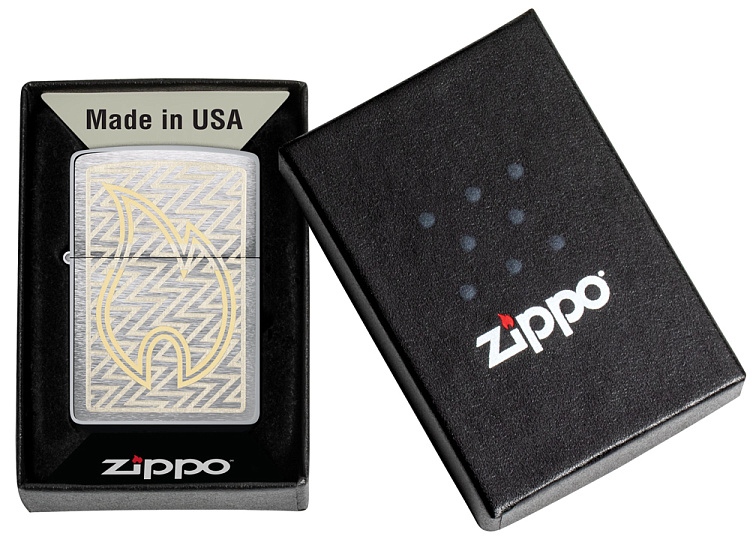 Зажигалка ZIPPO с покрытием Brushed Chrome, латунь/сталь, серебристая, 38x13x57 мм