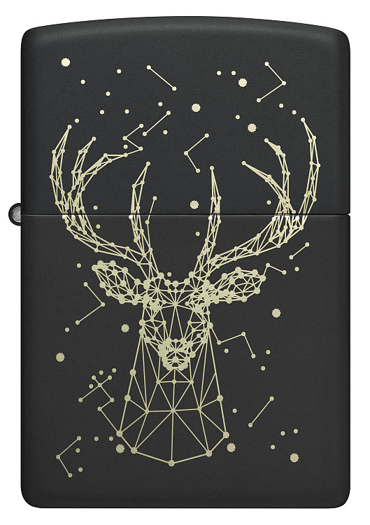 Зажигалка ZIPPO Deer с покрытием Black Matte, латунь/сталь, черная, матовая, 38x13x57 мм