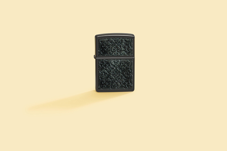 Зажигалка ZIPPO Pattern с покрытием High Polish Black, латунь/сталь, черная, глянцевая, 38x13x57 мм