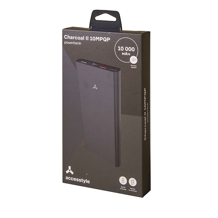 Внешний аккумулятор  Accesstyle CHARCOAL II (10000 mAh), серебристый