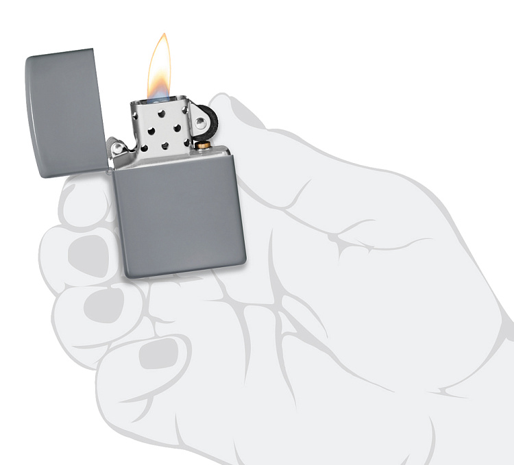 Зажигалка ZIPPO Classic с покрытием Flat Grey, латунь/сталь, серая, глянцевая, 38x13x57 мм