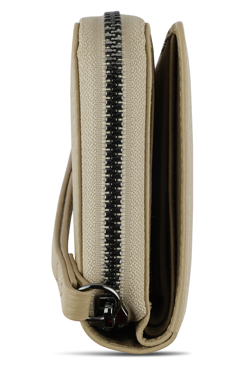 Кошелёк женский BUGATTI Elsa, с защитой RFID, песочного цвета, воловья кожа/полиэстер, 15,5х3х9,5 см