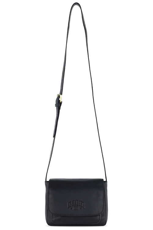 Сумка через плечо KLONDIKE RUSH «Monika», натуральная кожа в черном цвете, 20 х 15,5 х 8 см