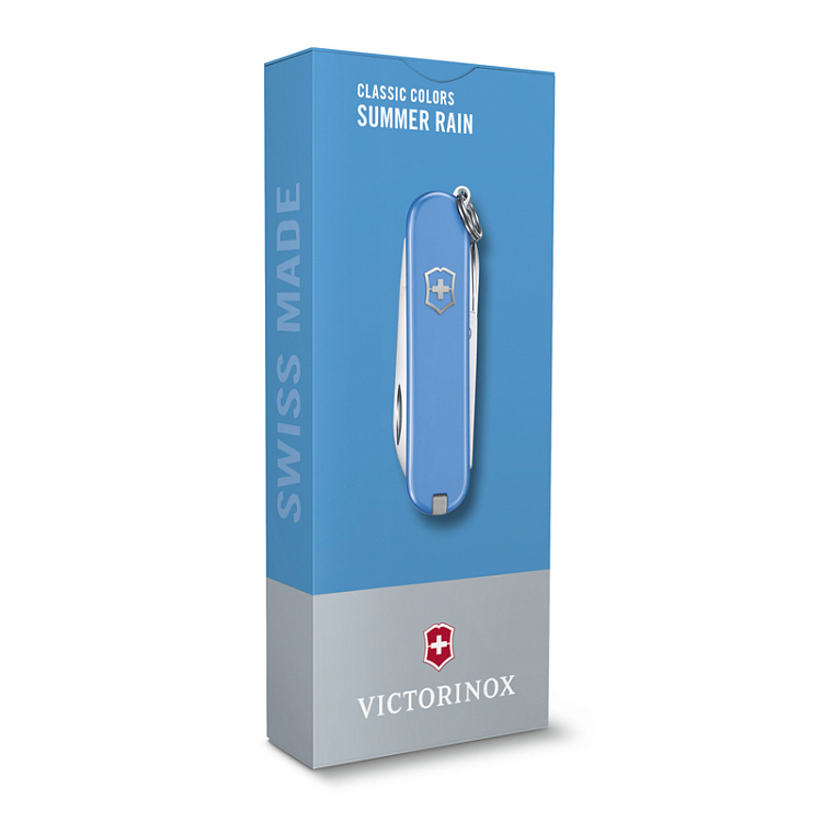 Нож-брелок VICTORINOX Classic SD Colors "Summer Rain", 58 мм, 7 функций, голубой