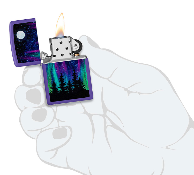 Зажигалка ZIPPO Night In The Forest с покрытием Purple Matte, латунь/сталь, фиолетовая, 38x13x57 мм