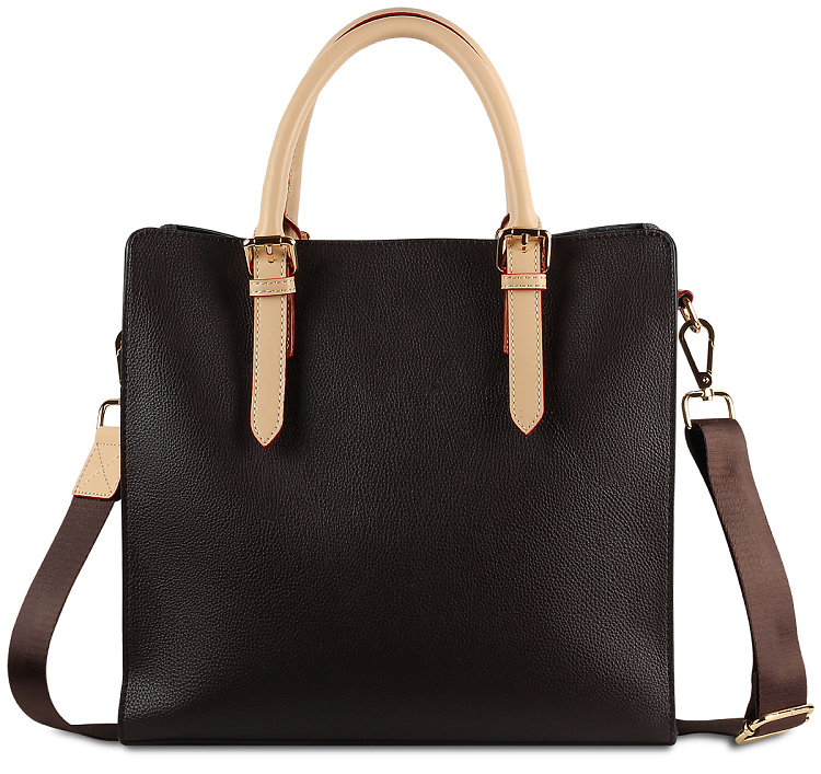 Сумка-портфель женская BUGATTI Ella, тёмно-коричневая, полиуретан, 30х11,5х28 см