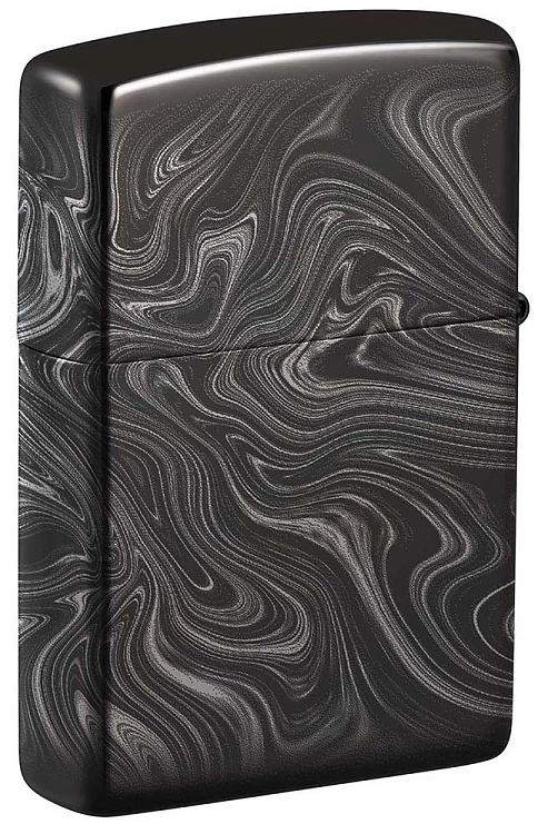 Зажигалка ZIPPO Marble Pattern с покрытием High Polish Black, латунь/сталь, чёрная, 38x13x57 мм