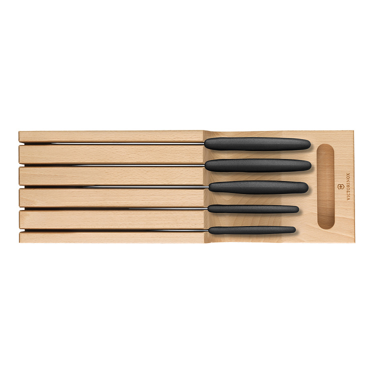 Набор из 5 кухонных ножей VICTORINOX, в подставке из бука, 43x6,5x14,5 см, 2,14 кг