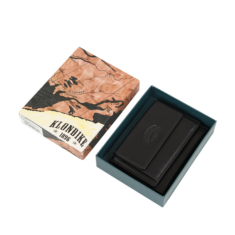 Мини-бумажник KLONDIKE Claim, натуральная кожа в черном цвете, 10,5 х 2 х 7,5 см