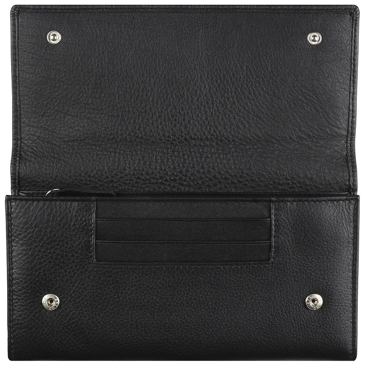 Кошелёк женский BUGATTI Lady Top, чёрный, натуральная воловья кожа, 20х2,5х10,5 см