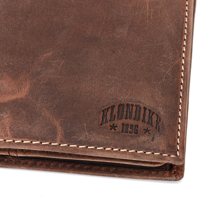 Бумажник KLONDIKE Yukon, натуральная кожа в коричневом цвете, 10 х 2 х 12,5 см