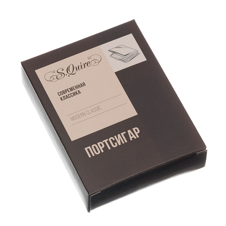 Портсигар S.Quire, сталь+натуральная кожа, черный цвет с прострочкой, 74*95*18 мм