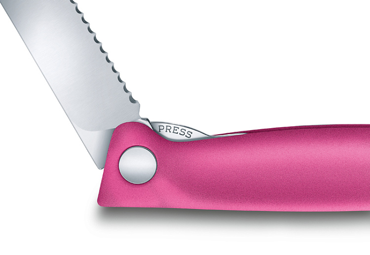 Нож для овощей VICTORINOX SwissClassic, складной, лезвие 11 см с волнистой кромкой, розовый