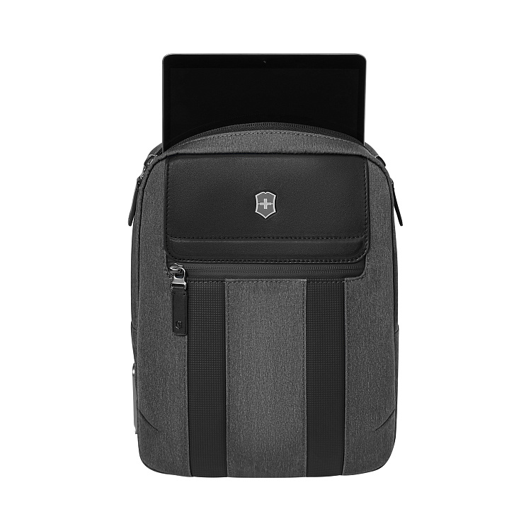 Сумка через плечо VICTORINOX Architecture Urban 2 Crossbody Bag,серый, полиэстер/кожа, 9x22x28 см,6л