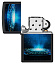 Зажигалка ZIPPO UFO Flame с покрытием Black Light, латунь/сталь, черная, матовая, 38x13x57 мм