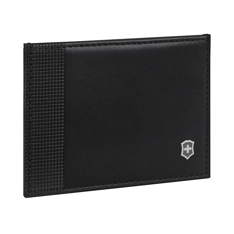 Визитница VICTORINOX Altius Alox с защитой от сканирования RFID, чёрная, натуральная кожа, 8x1x10 см