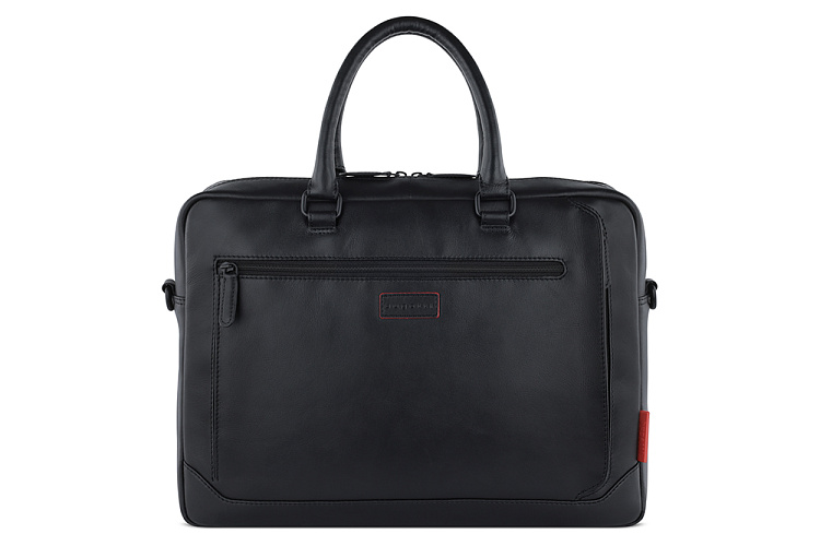 Портфель мужской BUGATTI Clark, чёрный, воловья кожа/полиэстер, 40х9,5х29 см, 10 л