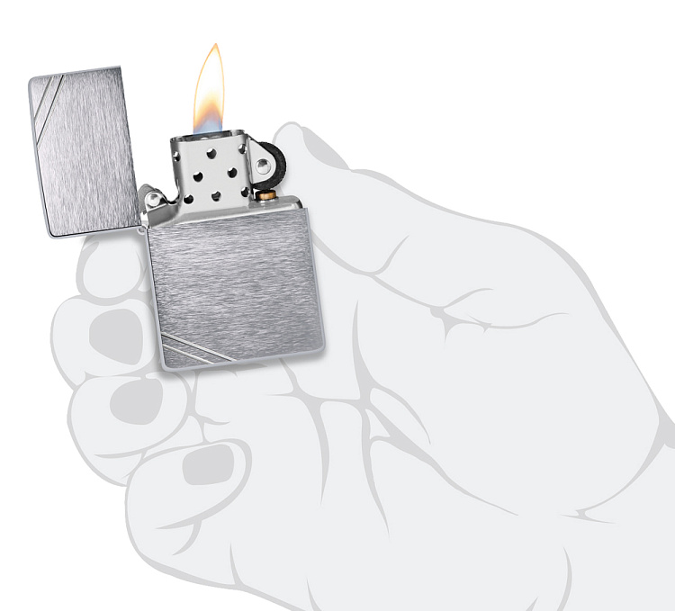 Зажигалка ZIPPO Vintage™ Series 1937, с покрытием Brushed Chrome, серебристая, 38x13x57 мм