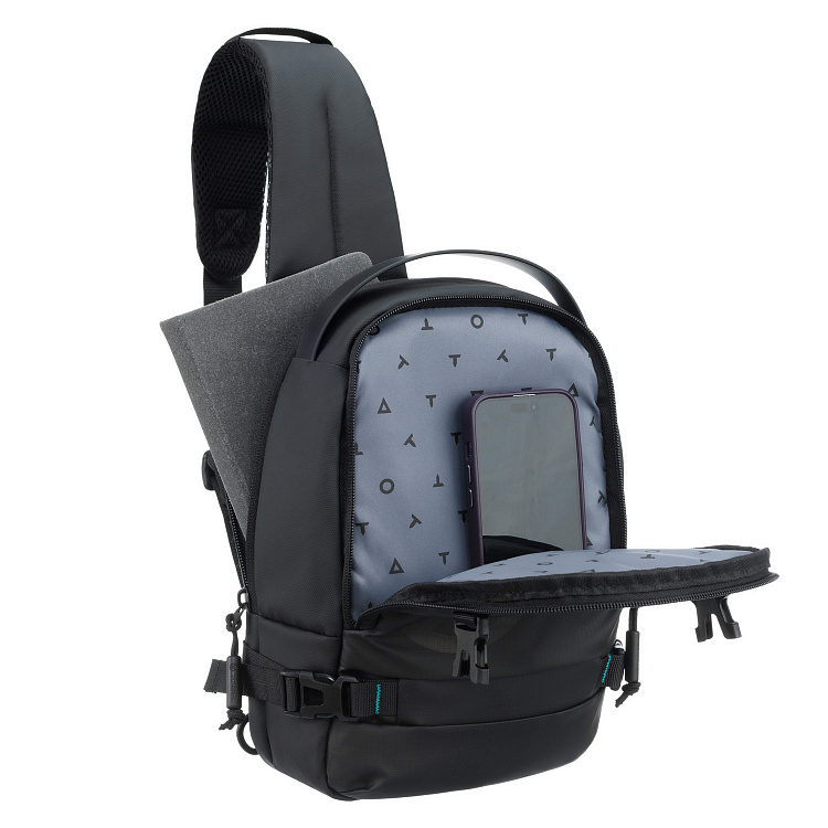 Рюкзак на одно плечо TORBER Xtreme, чёрный, 20 х 8 х 31 см, 5л