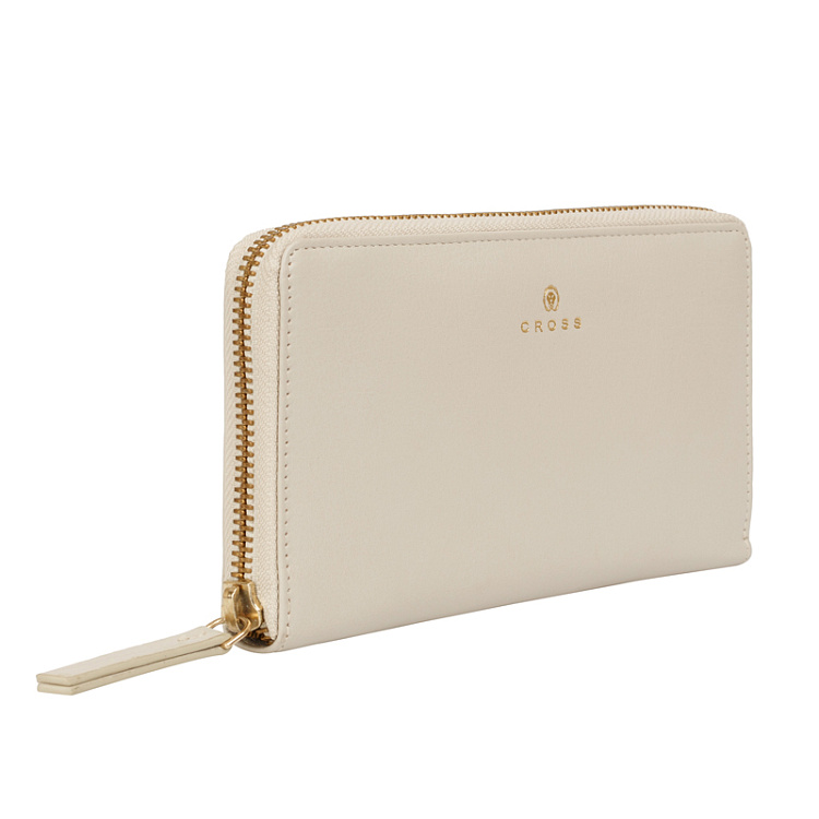 Кошелёк Cross Monaco Ivory, кожа наппа, гладкая, цвет "слоновая кость", 19,5 x 10,2 x 2 см