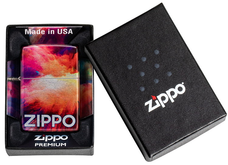 Зажигалка ZIPPO Tie Dye с покрытием 540 Tumbled Chrome, латунь/сталь, разноцветная, 38x13x57 мм