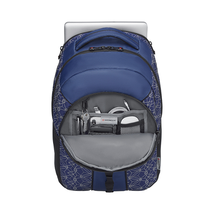 Рюкзак WENGER Sun 16'', синий со светоотражающим принтом, полиэстер, 35x27x47 см, 27 л