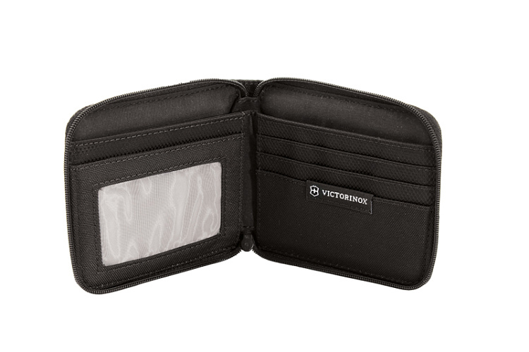 Бумажник VICTORINOX Bi-Fold Wallet, на молнии, чёрный, нейлон 800D, 11x1x10 см