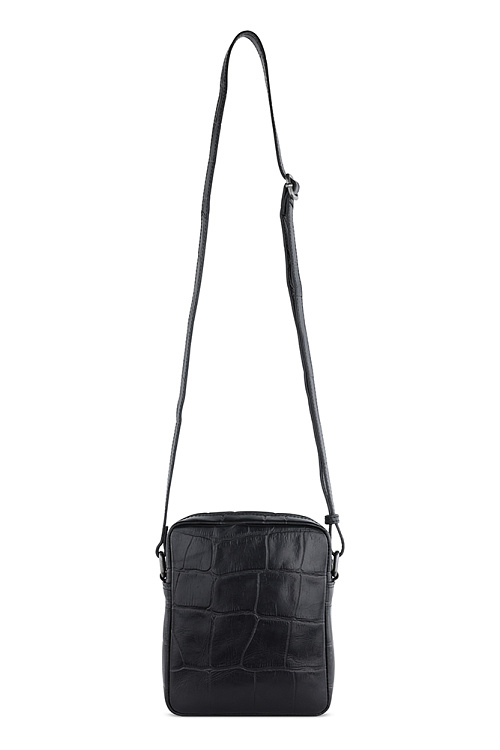 Сумка наплечная мужская BUGATTI Nevio, чёрная, воловья кожа/хлопок, 17,5х5,5х19,5 см, 2 л